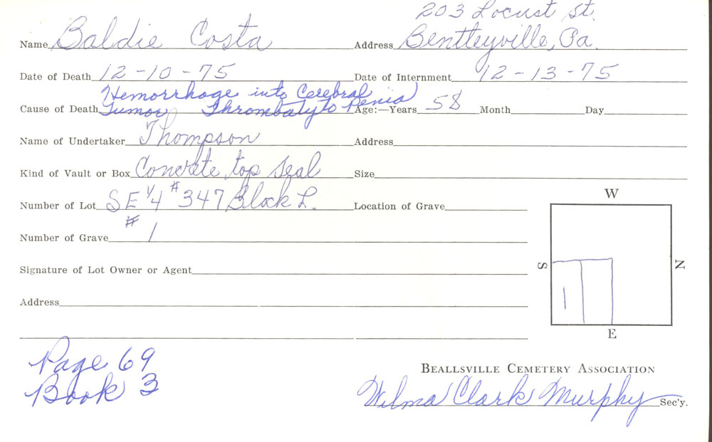 burial card